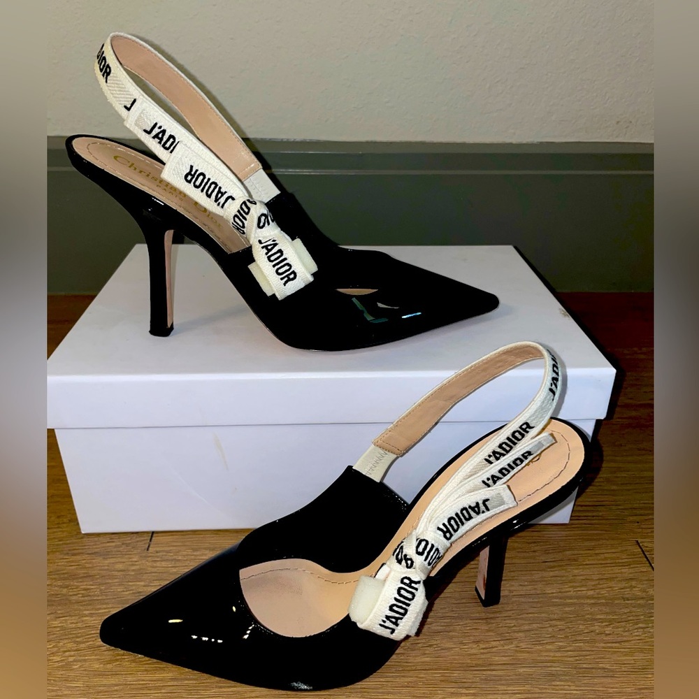 Dior black Patent Calf Slingbacks